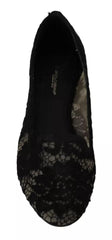 Dolce & Gabbana Black Floral Lace Loafers Flats Shoes - Retail Flare