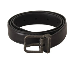 Dolce & Gabbana Black Calf Leather Antique Buckle Men Belt - Retail Flare