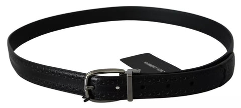 Dolce & Gabbana Black Leather Silver Metal Buckle Classic Belt - Retail Flare