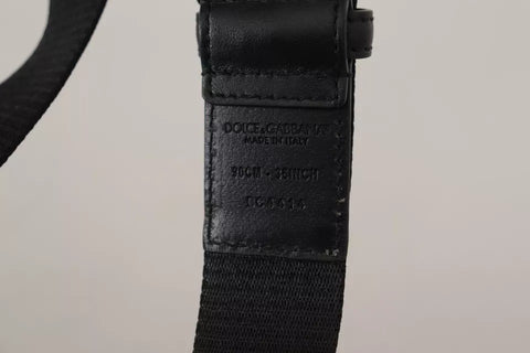 Dolce & Gabbana Blue Black Logo Print Silver Buckle Belt - Retail Flare