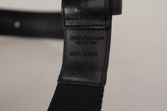 Dolce & Gabbana Blue Black Logo Print Silver Buckle Belt - Retail Flare