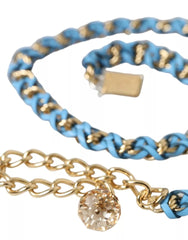 Dolce & Gabbana Blue Braided Gold Brass Chain Waist Belt - Retail Flare