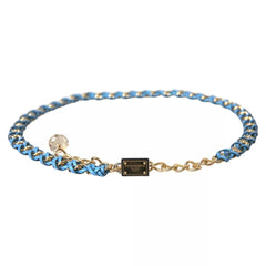Dolce & Gabbana Blue Braided Gold Brass Chain Waist Belt - Retail Flare