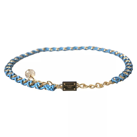 Dolce & Gabbana Blue Braided Gold Brass Chain Waist Belt - Retail Flare