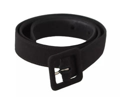 Dolce & Gabbana Black Velvet Leather Logo Waist Buckle Belt - Retail Flare