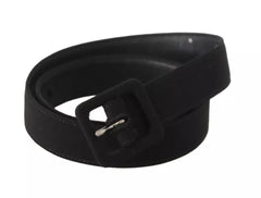 Dolce & Gabbana Black Velvet Leather Logo Waist Buckle Belt - Retail Flare