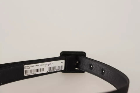 Dolce & Gabbana Black Velvet Leather Logo Waist Buckle Belt - Retail Flare