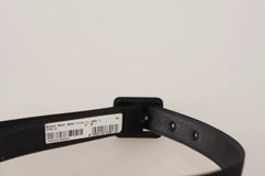 Dolce & Gabbana Black Velvet Leather Logo Waist Buckle Belt - Retail Flare
