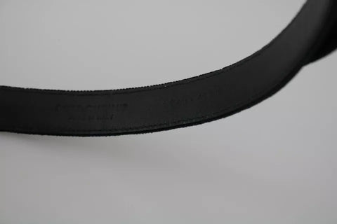 Dolce & Gabbana Black Velvet Leather Silver Buckle Belt - Retail Flare