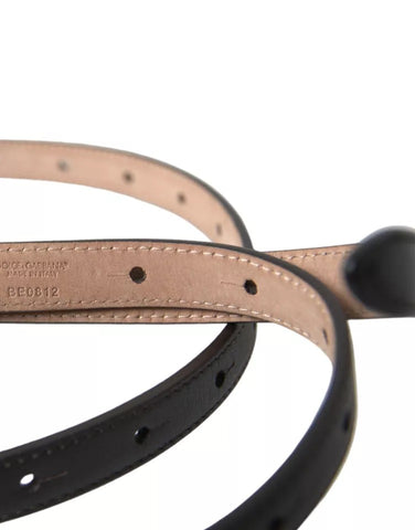 Dolce & Gabbana Dark Brown Leather Gold Metal Buckle Women Belt - Retail Flare