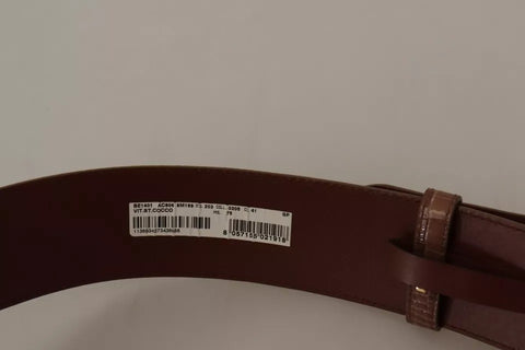 Dolce & Gabbana Brown Wide Waist Leather Gold Oval Metal Buckle Belt - Retail Flare