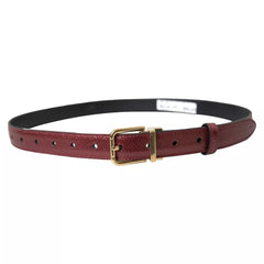 Dolce & Gabbana Maroon Leather Gold Metal Buckle Men Belt - Retail Flare