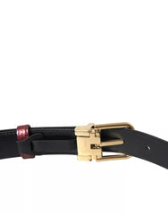 Dolce & Gabbana Maroon Leather Gold Metal Buckle Men Belt - Retail Flare