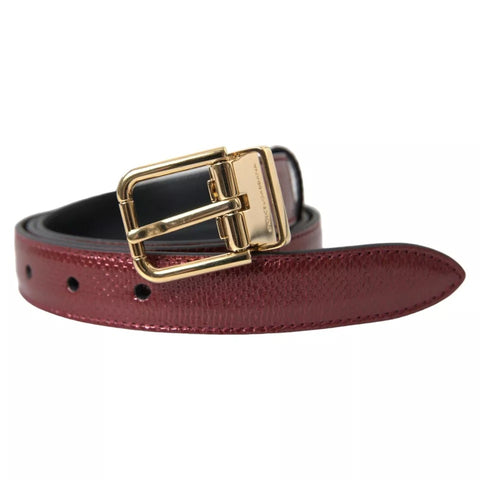 Dolce & Gabbana Maroon Leather Gold Metal Buckle Men Belt - Retail Flare