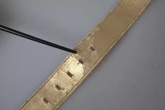 Dolce & Gabbana Gold Satin Leather Oval Metal Buckle Belt - Retail Flare
