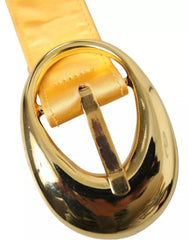 Dolce & Gabbana Gold Satin Leather Oval Metal Buckle Belt - Retail Flare
