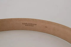 Dolce & Gabbana Beige Leather Crystal Buckle Women Belt - Retail Flare