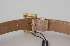 Dolce & Gabbana Beige Leather Crystal Buckle Women Belt - Retail Flare
