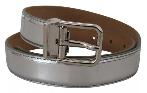 Dolce & Gabbana Silver Leather Metal Buckle Belt - Retail Flare