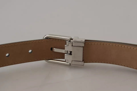 Dolce & Gabbana Silver Leather Metal Buckle Belt - Retail Flare