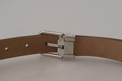 Dolce & Gabbana Silver Leather Metal Buckle Belt - Retail Flare