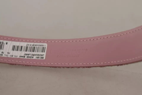Dolce & Gabbana Pink Jaquard Embroidered Gold Tone Metal Buckle Belt - Retail Flare