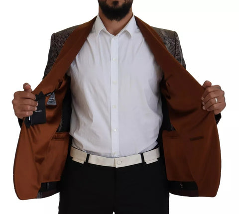 Dolce & Gabbana Bronze Monkey Print Silk Slim Jacket Blazer - Retail Flare