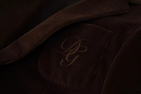Dolce & Gabbana Brown Corduroy Slim Fit Coat DG Logo Blazer - Retail Flare