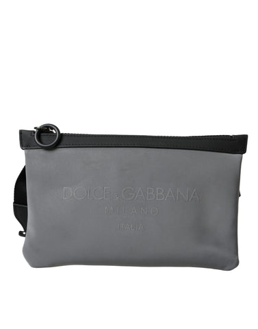 Dolce & Gabbana Gray Neoprene Logo Zip Waist Fanny Pack Belt Pouch Bag - Retail Flare
