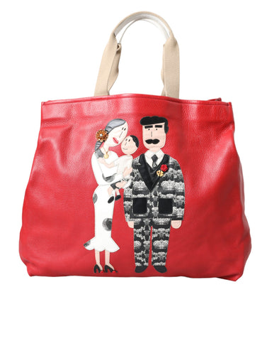 Dolce & Gabbana Red Leather #DGFamily Patch Shopping Tote Bag - Retail Flare