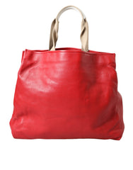 Dolce & Gabbana Red Leather #DGFamily Patch Shopping Tote Bag - Retail Flare