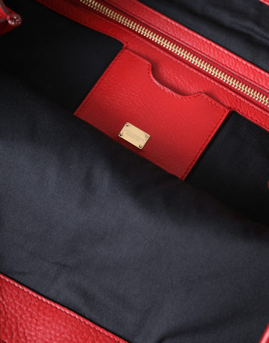 Dolce & Gabbana Red Leather #DGFamily Patch Shopping Tote Bag - Retail Flare