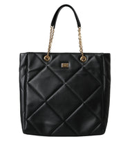 Dolce & Gabbana Black Leather JUNGLE Quilted Shopping Tote Bag - Retail Flare