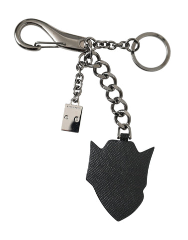 Dolce & Gabbana Black Prince Studs Logo Silver Brass Keychain Keyring - Retail Flare