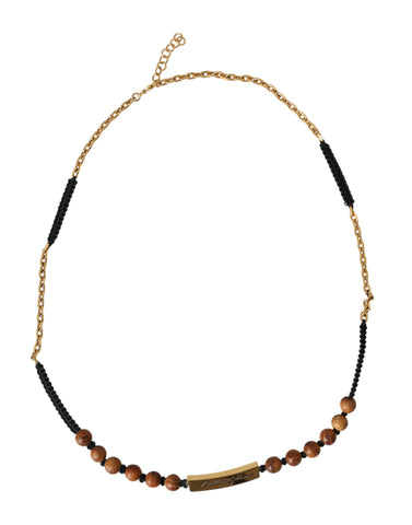 Dolce & Gabbana Black Gold Wooden Beaded Logo Pendant - Retail Flare