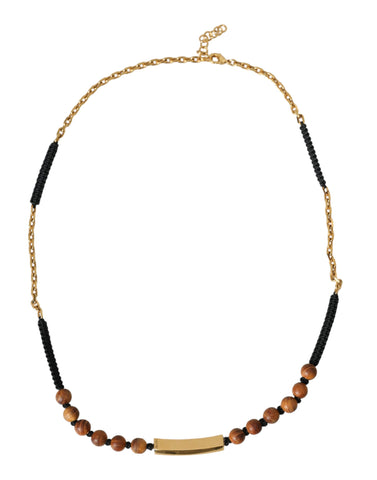 Dolce & Gabbana Black Gold Wooden Beaded Logo Pendant - Retail Flare