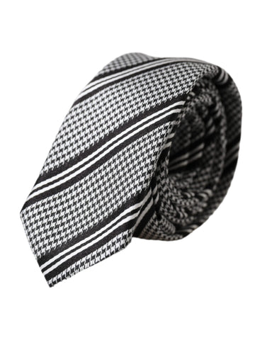 Dolce & Gabbana Black White Stripes Silk Adjustable Tie - Retail Flare