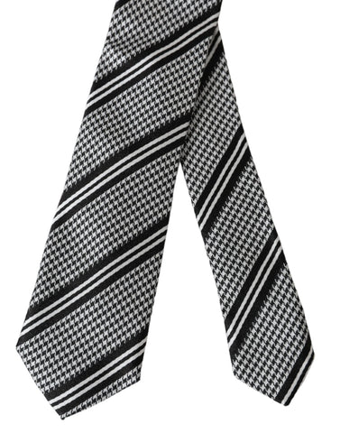 Dolce & Gabbana Black White Stripes Silk Adjustable Tie - Retail Flare