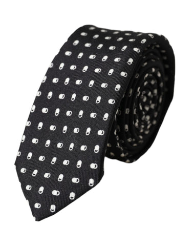 Dolce & Gabbana Black Patterned 100%Silk Adjustable Tie - Retail Flare
