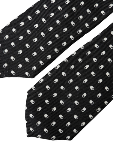Dolce & Gabbana Black Patterned 100%Silk Adjustable Tie - Retail Flare