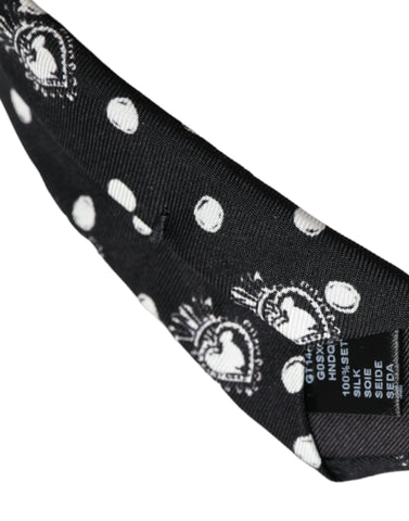 Dolce & Gabbana Black Heart Polka Dot Adjustable Tie - Retail Flare