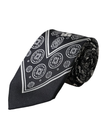Dolce & Gabbana Black Patterned 100%Silk Adjustable Tie - Retail Flare