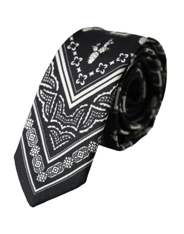 Dolce & Gabbana Black Patterned 100%Silk Adjustable Tie - Retail Flare