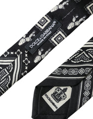 Dolce & Gabbana Black Patterned 100%Silk Adjustable Tie - Retail Flare