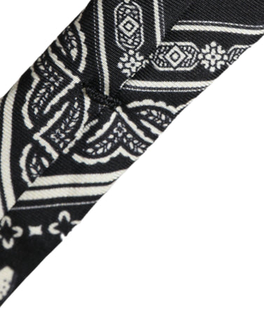 Dolce & Gabbana Black Patterned 100%Silk Adjustable Tie - Retail Flare