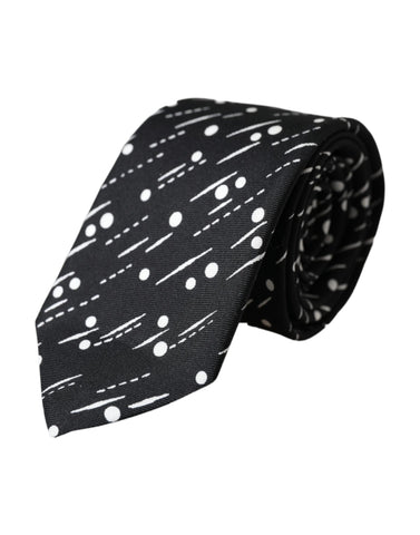 Dolce & Gabbana Black Dotted 100% Silk Adjustable Tie - Retail Flare