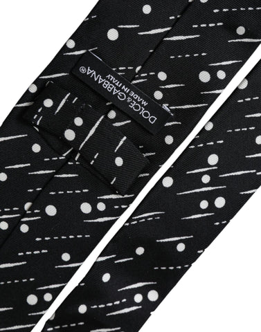 Dolce & Gabbana Black Dotted 100% Silk Adjustable Tie - Retail Flare