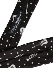 Dolce & Gabbana Black Guitar Print Silk Adjustable Tie - Retail Flare