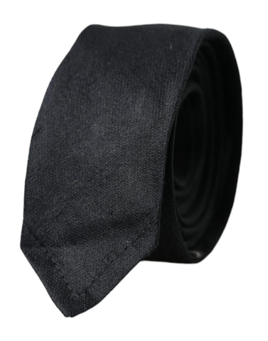 Dolce & Gabbana Black Solid 100% Silk Adjustable Tie - Retail Flare
