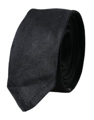 Dolce & Gabbana Black Solid 100% Silk Adjustable Tie - Retail Flare
